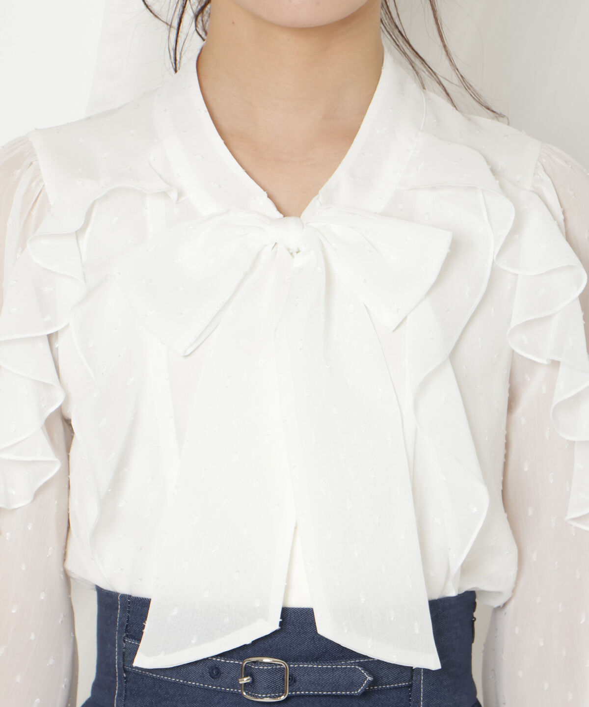 WILLSELECTION「ドビードットフリルブラウス」|シャツ・ブラウス|