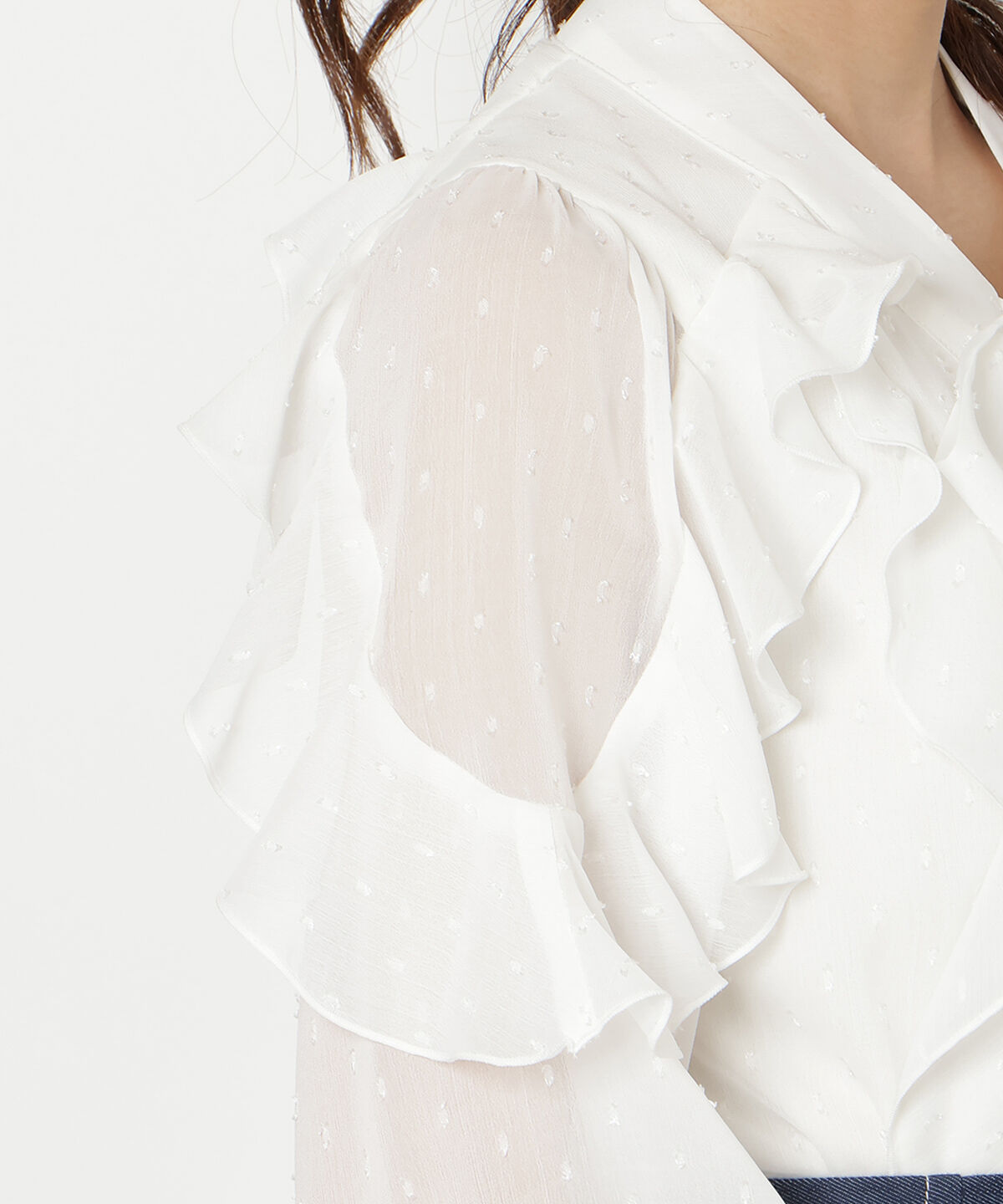 WILLSELECTION「ドビードットフリルブラウス」|シャツ・ブラウス|