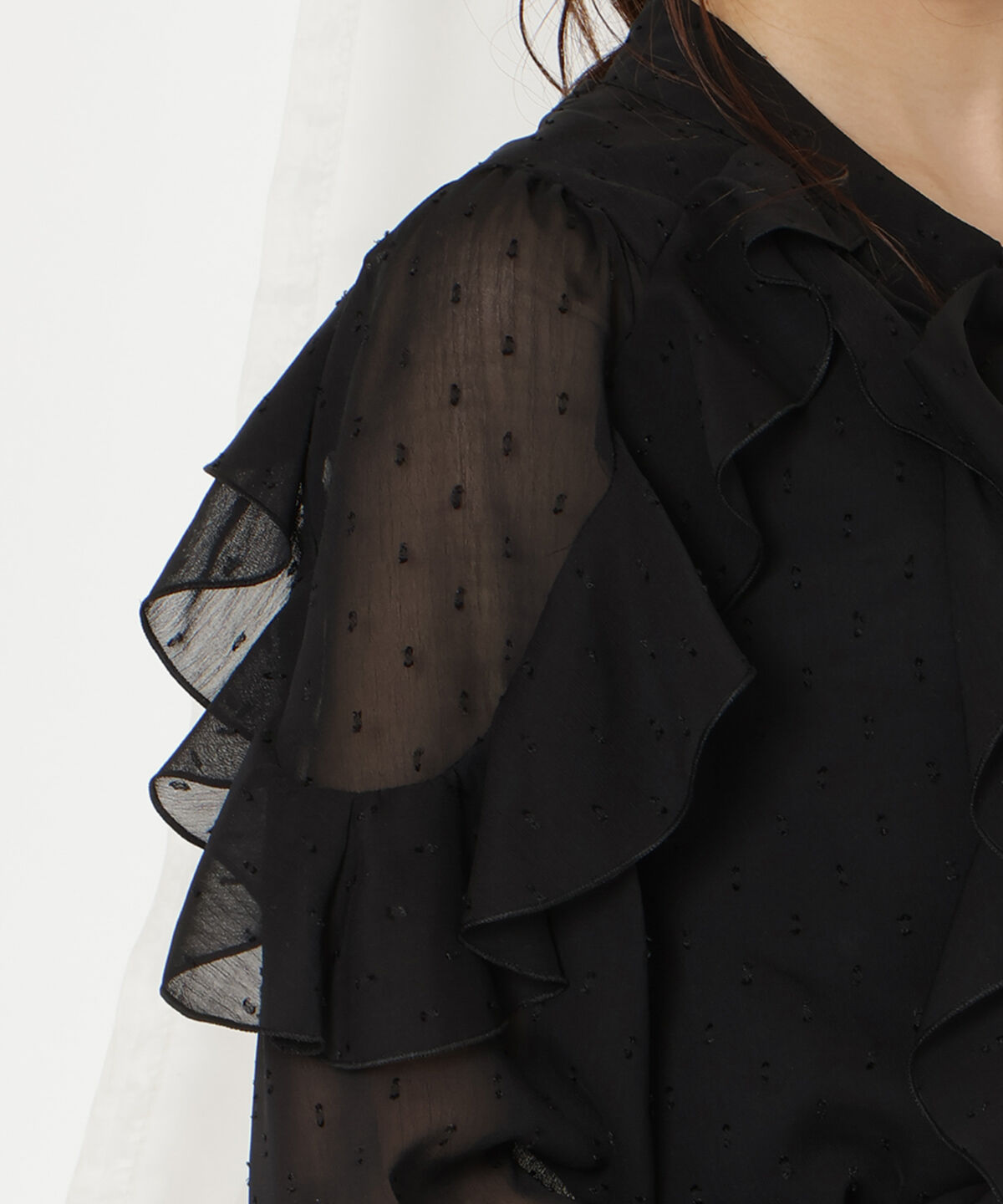 WILLSELECTION「ドビードットフリルブラウス」|シャツ・ブラウス|