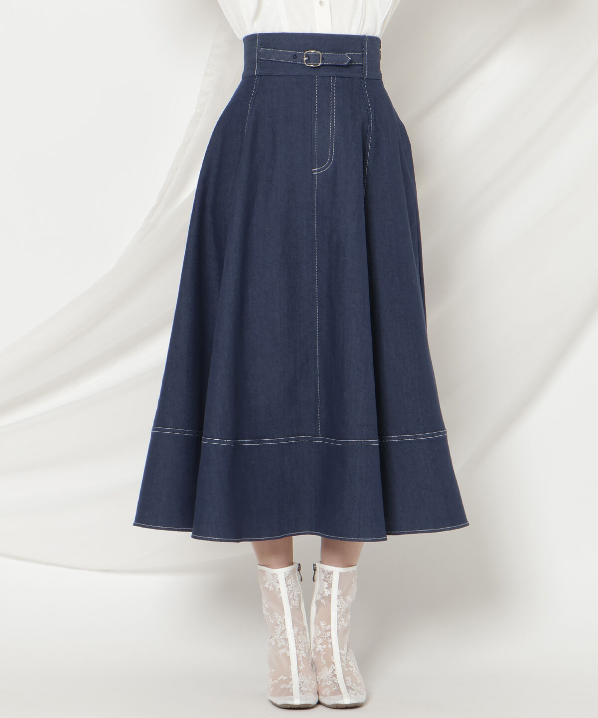 WILLSELECTION「ベルトデザインフレアスカート」|フレア|