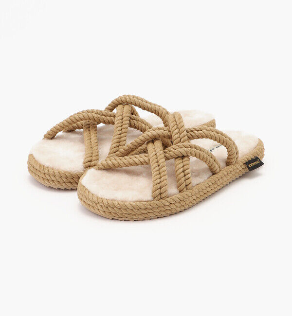 BOHONOMAD「【BOHONOMAD】ボドルム ファーリースリッパ/ベージュ ポリプロピレン ファー/サンダル」|サンダル|