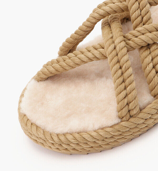 BOHONOMAD「【BOHONOMAD】ボドルム ファーリースリッパ/ベージュ ポリプロピレン ファー/サンダル」|サンダル|