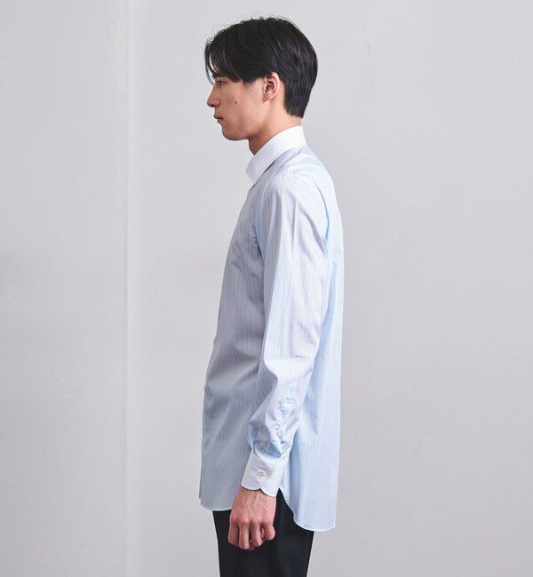 UNITED ARROWS「ALBINI オルタネイトストライプ セミワイドカラー クレリックシャツ」|シャツ・ブラウス|