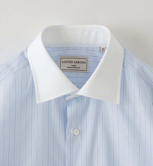 UNITED ARROWS「ALBINI オルタネイトストライプ セミワイドカラー クレリックシャツ」|シャツ・ブラウス|