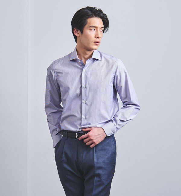 UNITED ARROWS「ALUMO/ピンストライプ ワイドカラー シャツ」|シャツ・ブラウス|