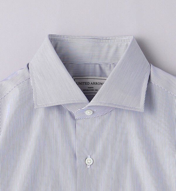 UNITED ARROWS「ALUMO/ピンストライプ ワイドカラー シャツ」|シャツ・ブラウス|