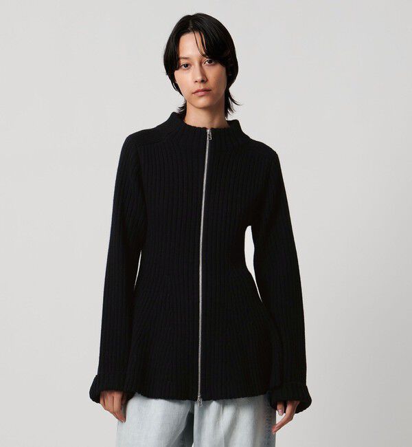 AEWEN MATOPH「＜AEWEN MATOPH＞ウールカシミヤミックス ペプラムジップアップニットジャケット」|その他|BLACK