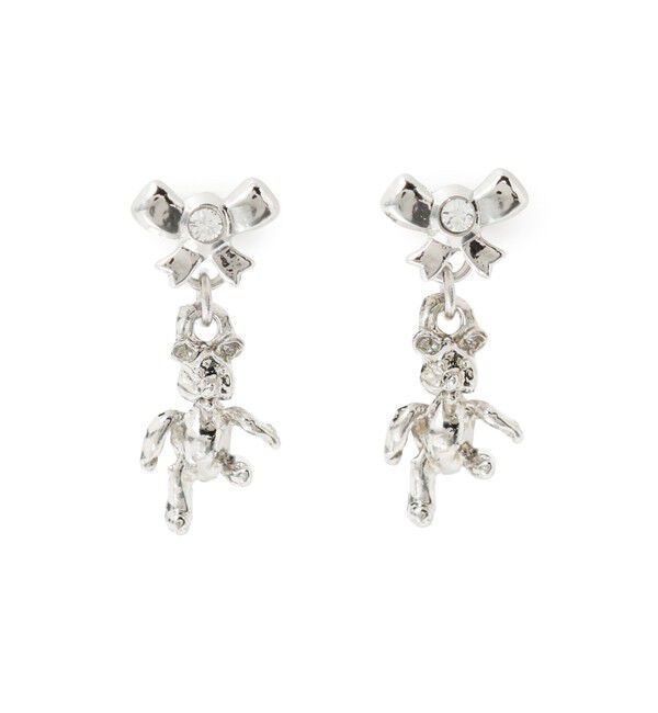 Ray BEAMS 「リボン &times; ベア 2WAY ピアス」|ピアス|SILVER