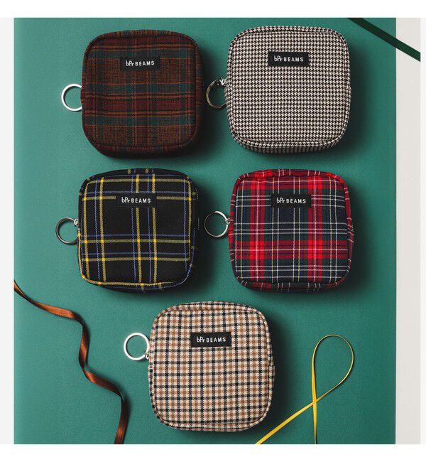 BEAMS「チェック ポーチ M」|ポーチ|