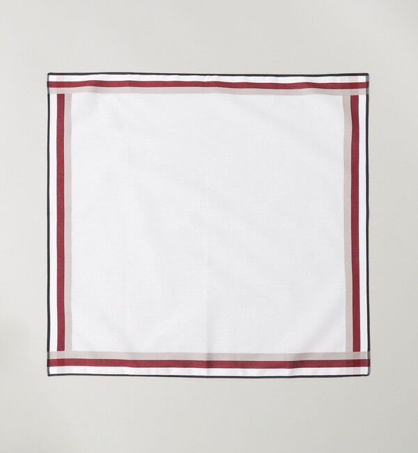 SHIPS「GRAZIINA:ホワイト グランド パイピング ポケットチーフ」|ハンカチ|レッド