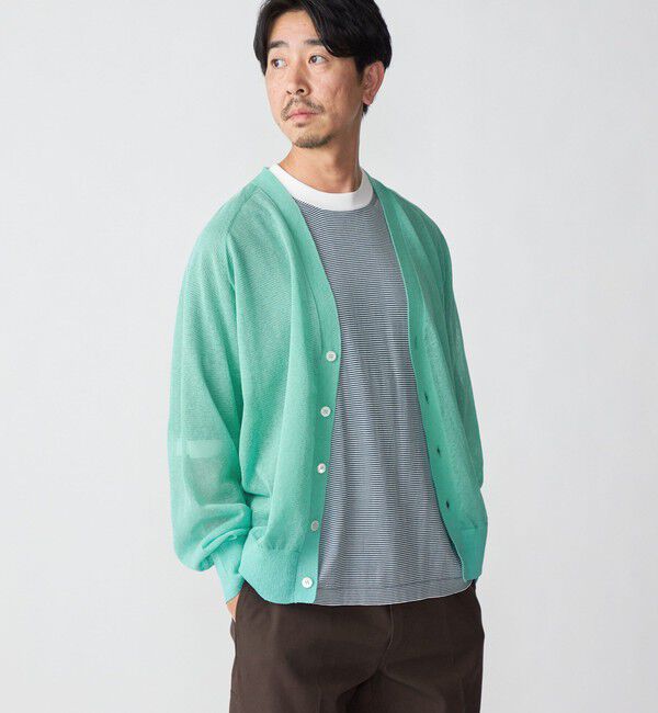 SHIPS「SHIPS: コットン/リネン サマーニット シアー Vカーディガン」|カーディガン|