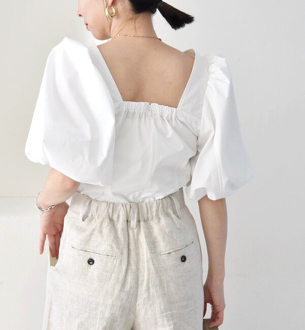 quaranciel「quaranciel:〈洗濯機可能〉タイプライター ツイスト ボリュームスリーブ ブラウス」|シャツ・ブラウス|