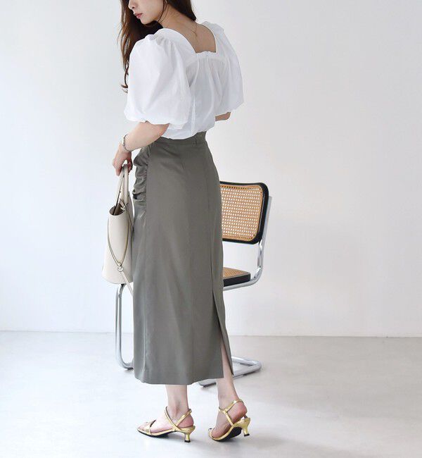 quaranciel「quaranciel:〈洗濯機可能〉タイプライター ツイスト ボリュームスリーブ ブラウス」|シャツ・ブラウス|