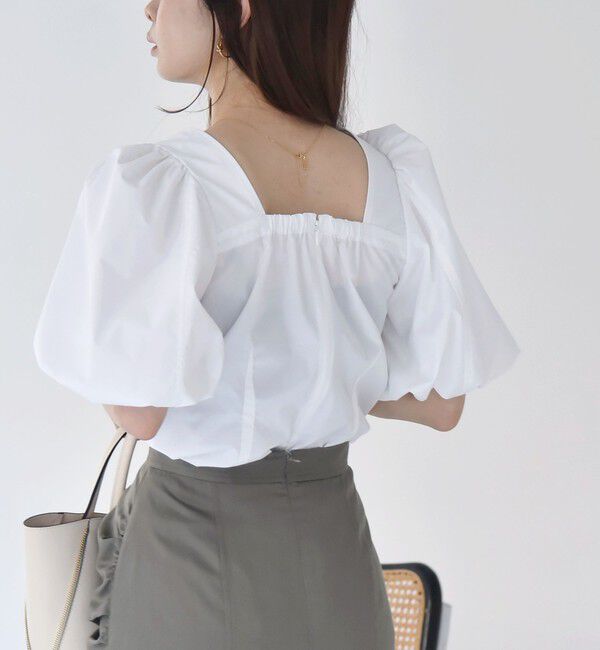 quaranciel「quaranciel:〈洗濯機可能〉タイプライター ツイスト ボリュームスリーブ ブラウス」|シャツ・ブラウス|