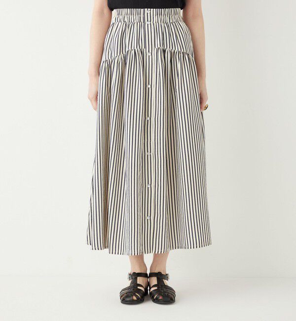 SHIPS Colors 「SHIPS Colors:〈洗濯機可能〉ストライプ ギャザー スカート◇」|フレア|