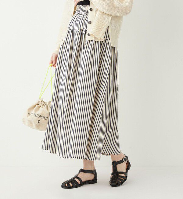 SHIPS Colors 「SHIPS Colors:〈洗濯機可能〉ストライプ ギャザー スカート◇」|フレア|