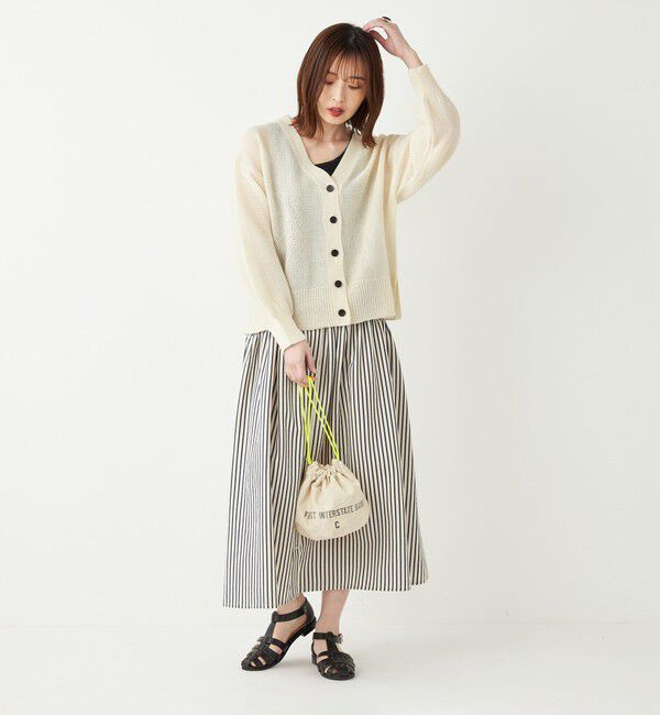 SHIPS Colors 「SHIPS Colors:〈洗濯機可能〉ストライプ ギャザー スカート◇」|フレア|