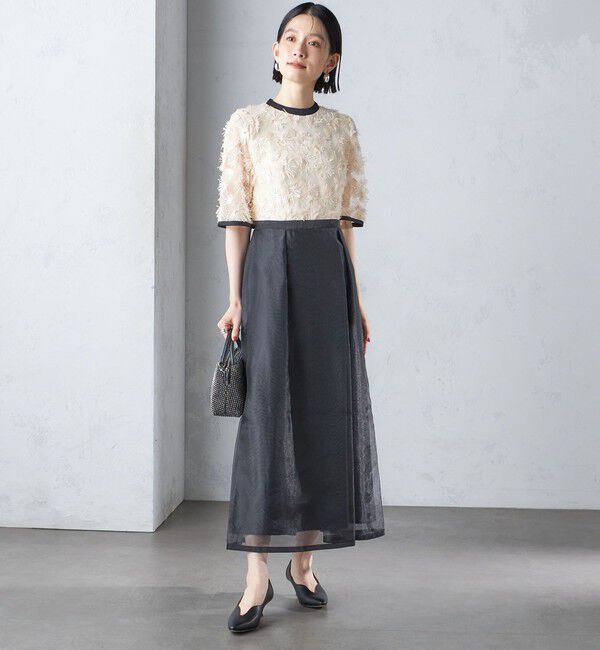 SHIPS for women「kaene:エンブロイダリー ミックス ワンピース〈セレモニー対応可〉」|ワンピース|