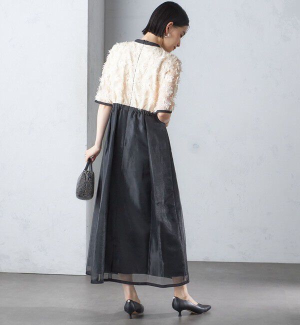 SHIPS for women「kaene:エンブロイダリー ミックス ワンピース〈セレモニー対応可〉」|ワンピース|