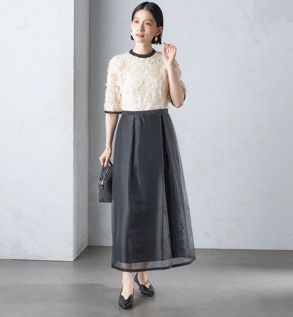 SHIPS for women「kaene:エンブロイダリー ミックス ワンピース〈セレモニー対応可〉」|ワンピース|