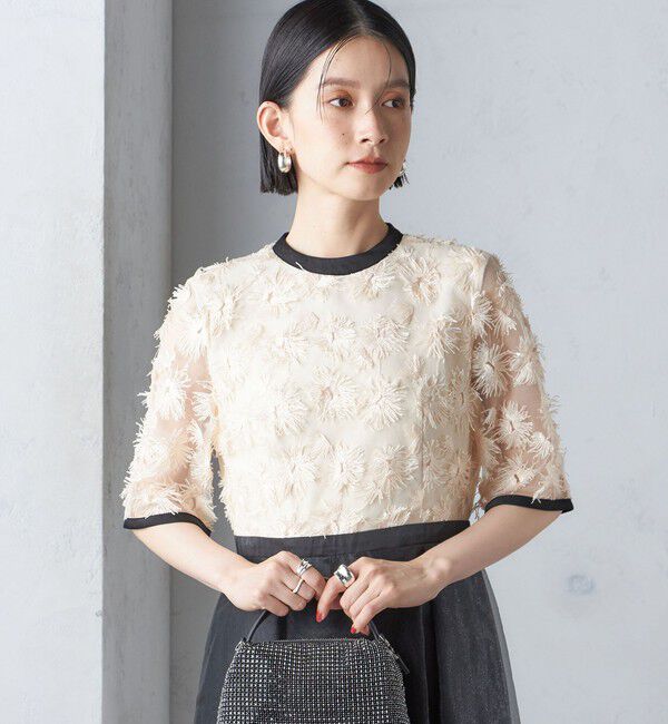 SHIPS for women「kaene:エンブロイダリー ミックス ワンピース〈セレモニー対応可〉」|ワンピース|