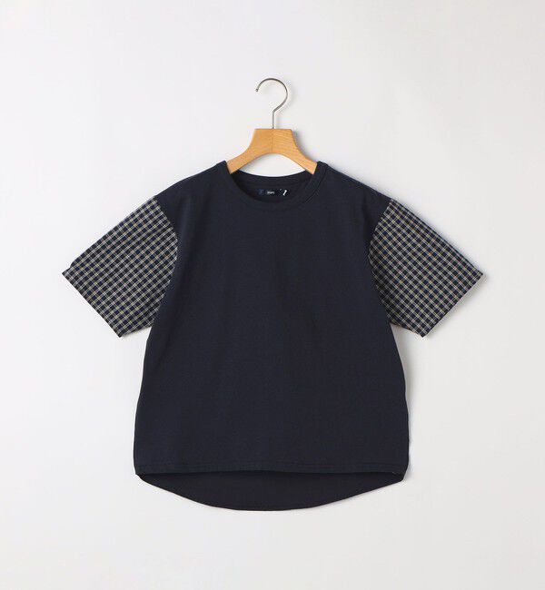 SHIPS KIDS「SHIPS KIDS:140～160cm / チェック 切替 半袖 TEE」|Tシャツ・カットソー|ネイビー