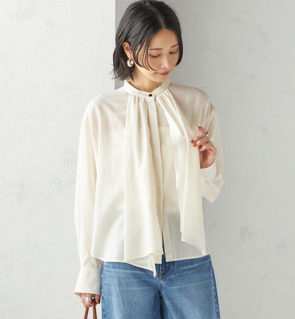SHIPS for women「〈手洗い可能〉シアー リボン タイ ブラウス」|シャツ・ブラウス|