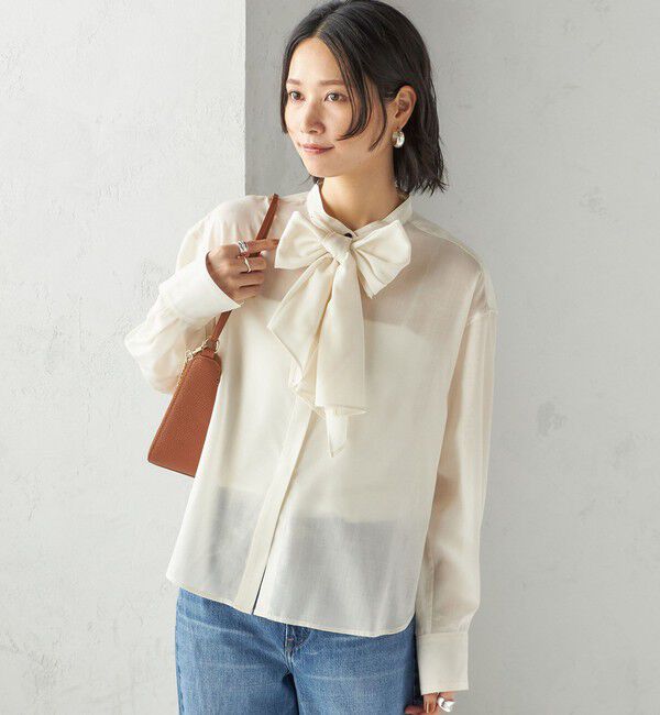 SHIPS for women「〈手洗い可能〉シアー リボン タイ ブラウス」|シャツ・ブラウス|