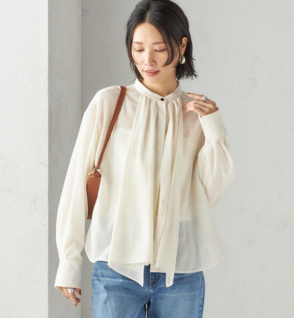 SHIPS for women「〈手洗い可能〉シアー リボン タイ ブラウス」|シャツ・ブラウス|
