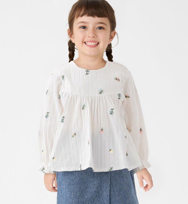 SHIPS Colors 「SHIPS Colors:100～140cm /〈洗濯機可能〉フラワー 刺繍 チュニック」|シャツ・ブラウス|オフホワイト