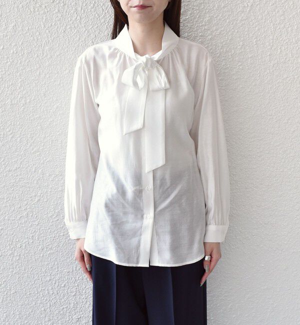 SHIPS Colors 「SHIPS Colors:〈手洗い可能〉シルキー ローン ボウタイ シャツ◇」|シャツ・ブラウス|