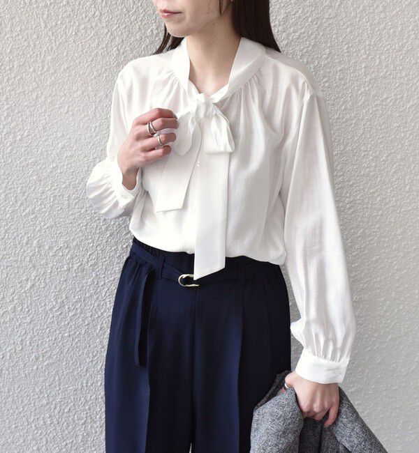 SHIPS Colors 「SHIPS Colors:〈手洗い可能〉シルキー ローン ボウタイ シャツ◇」|シャツ・ブラウス|