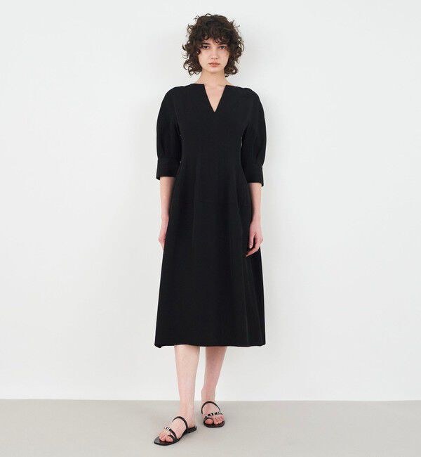 DES PRES「レーヨンキュプラコードチェック キーネックワンピース」|ワンピース|