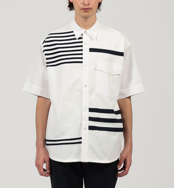 TOMORROWLAND MENS「コットンポリエステルニットコンビ レギュラーカラーシャツ」|シャツ・ブラウス|