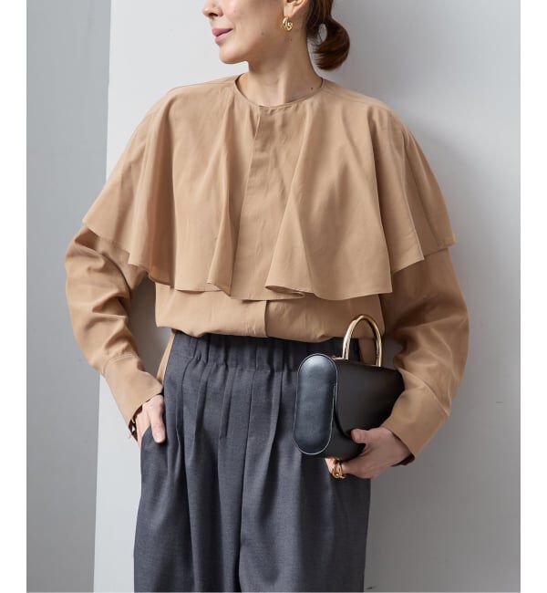 VERMEIL par iena「ruffle collar ブラウス」|シャツ・ブラウス|キャメル