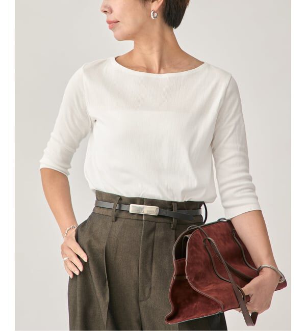 VERMEIL par iena「Ballet neck RIB プルオーバー」|Tシャツ・カットソー|ホワイト