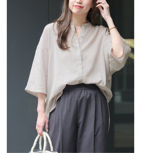 JOURNAL STANDARD relume「楊柳バンドカラーシャツ」|シャツ・ブラウス|グレーA