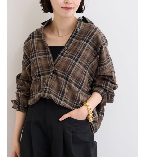JOURNAL STANDARD relume「《追加》CHECKオーバーサイズシャツ」|タンクトップ|ブラウン