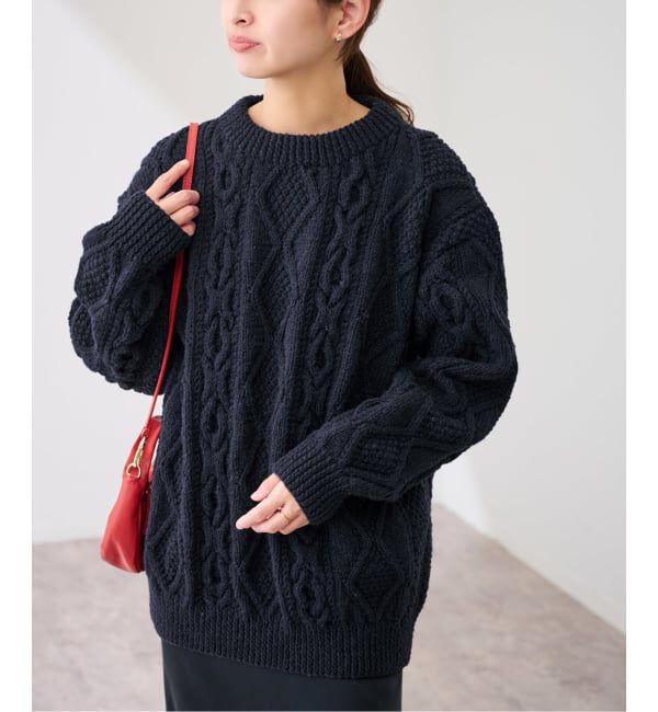 FRAMeWORK「ATHENA DESIGNS HAND ARAN CREW NECK プルオーバー」|ニット・セーター|ネイビー