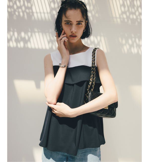  「【洗える】レイヤード風カットソー」|Tシャツ・カットソー|ブラック