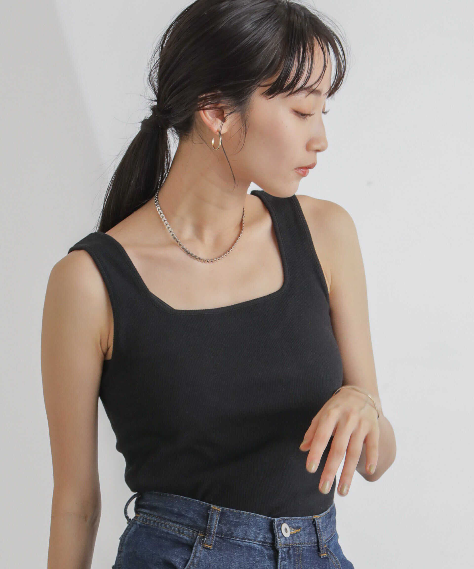 nano･universe「抗菌防臭リブスクエアタンク」|タンクトップ|