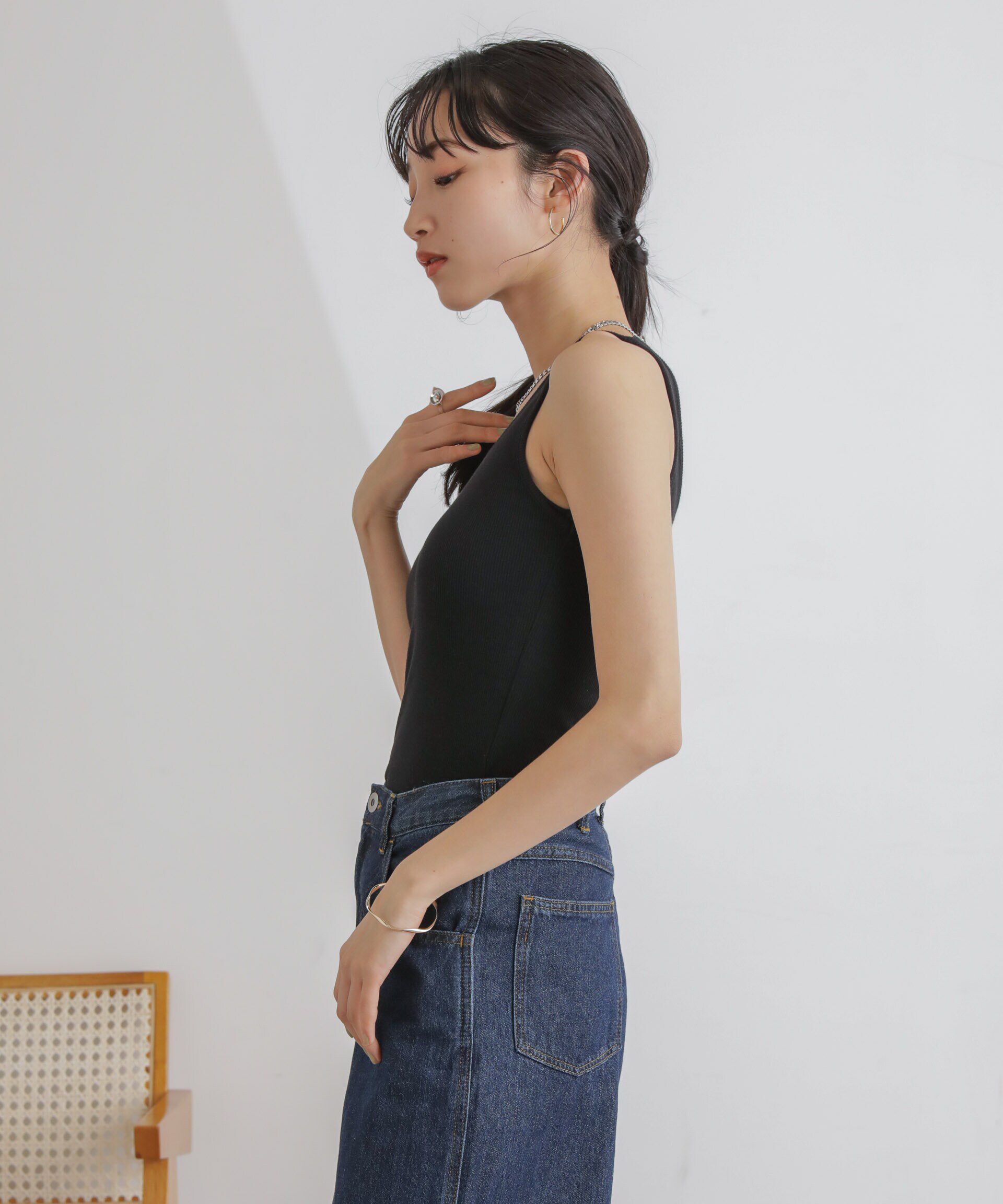 nano･universe「抗菌防臭リブスクエアタンク」|タンクトップ|