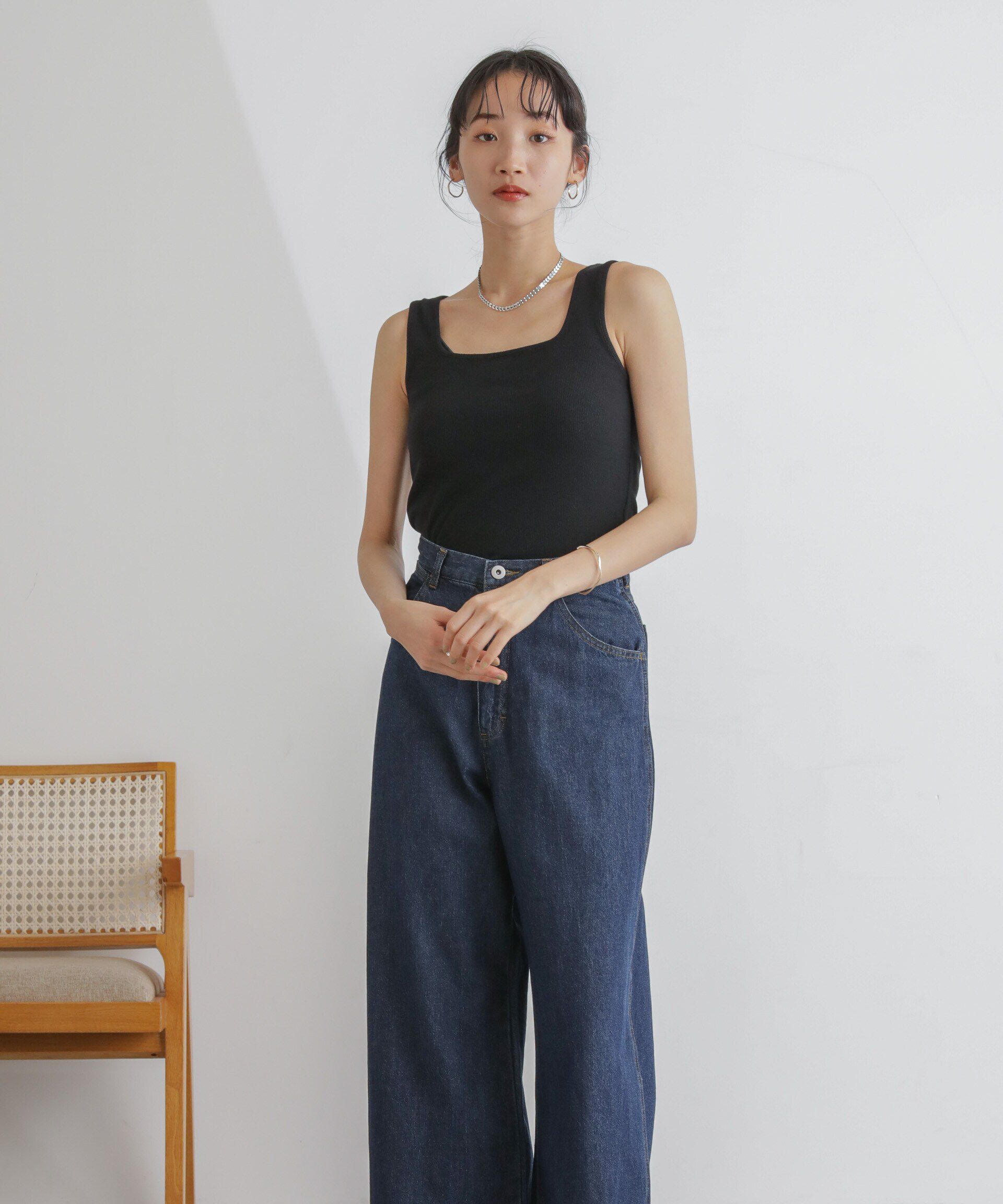 nano･universe「抗菌防臭リブスクエアタンク」|タンクトップ|