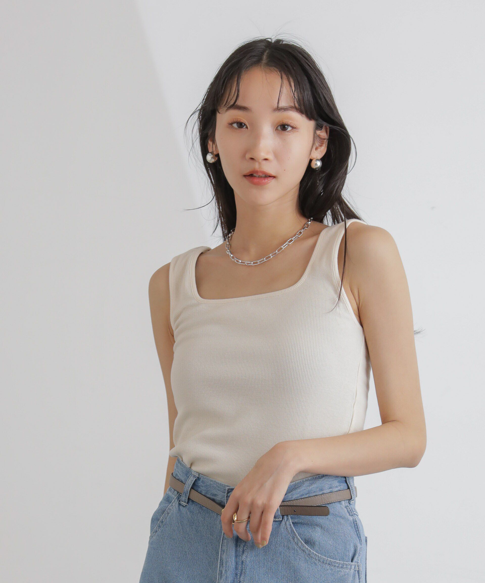 nano･universe「抗菌防臭リブスクエアタンク」|タンクトップ|