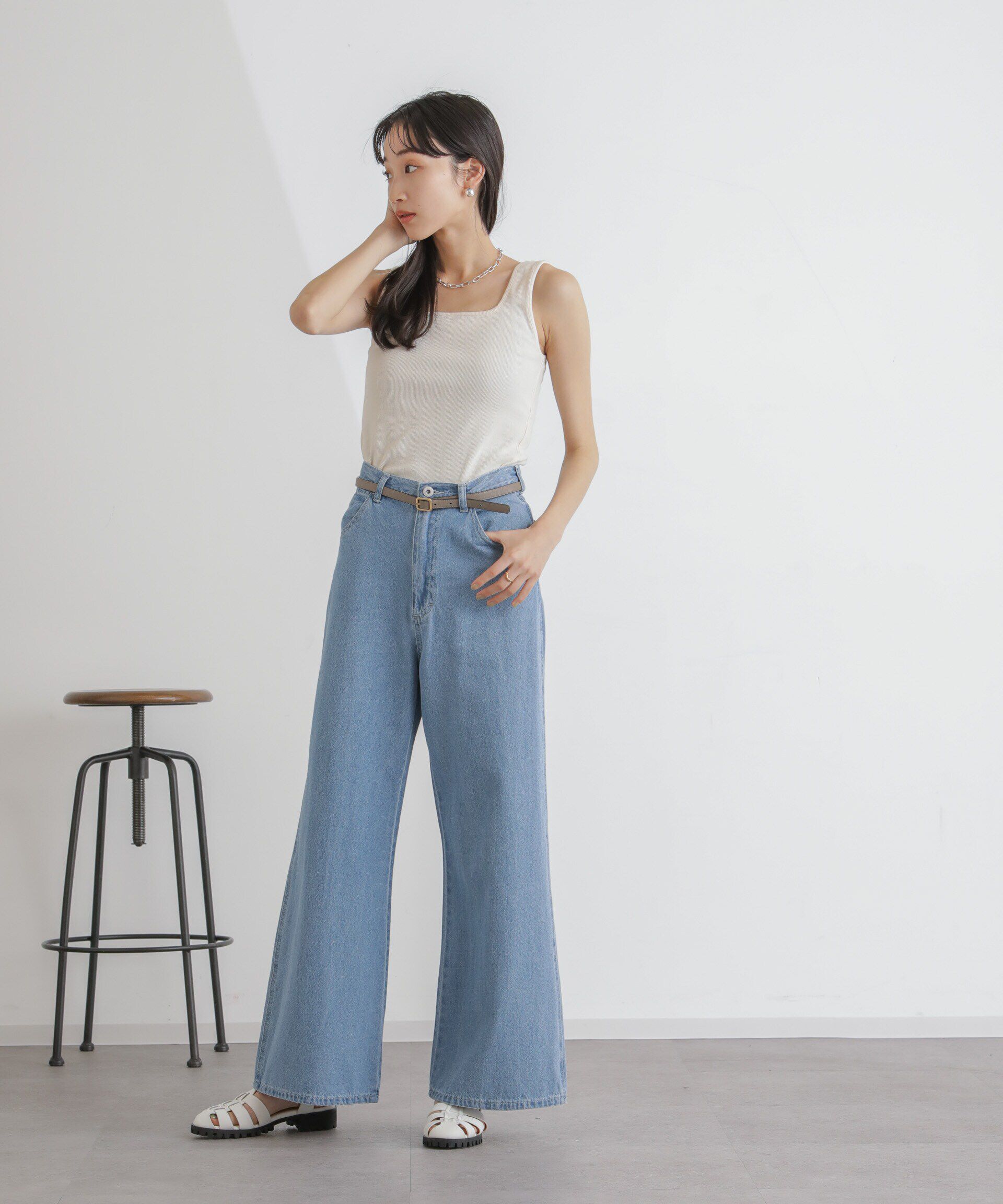 nano･universe「抗菌防臭リブスクエアタンク」|タンクトップ|