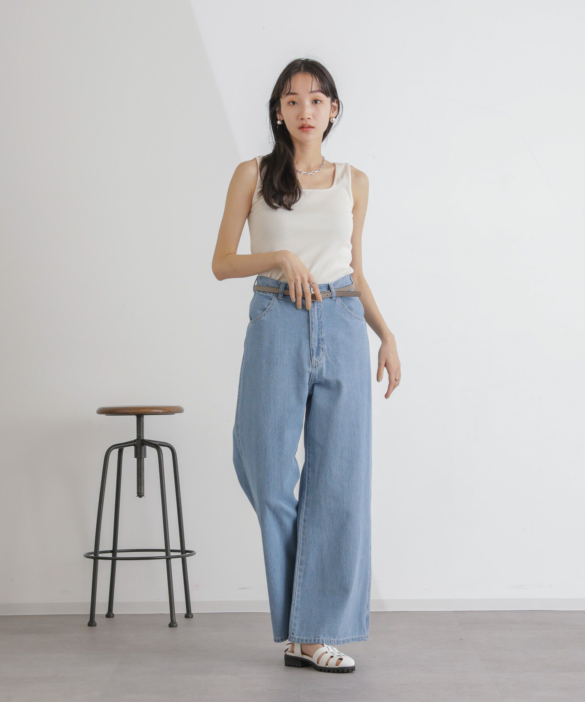 nano･universe「抗菌防臭リブスクエアタンク」|タンクトップ|