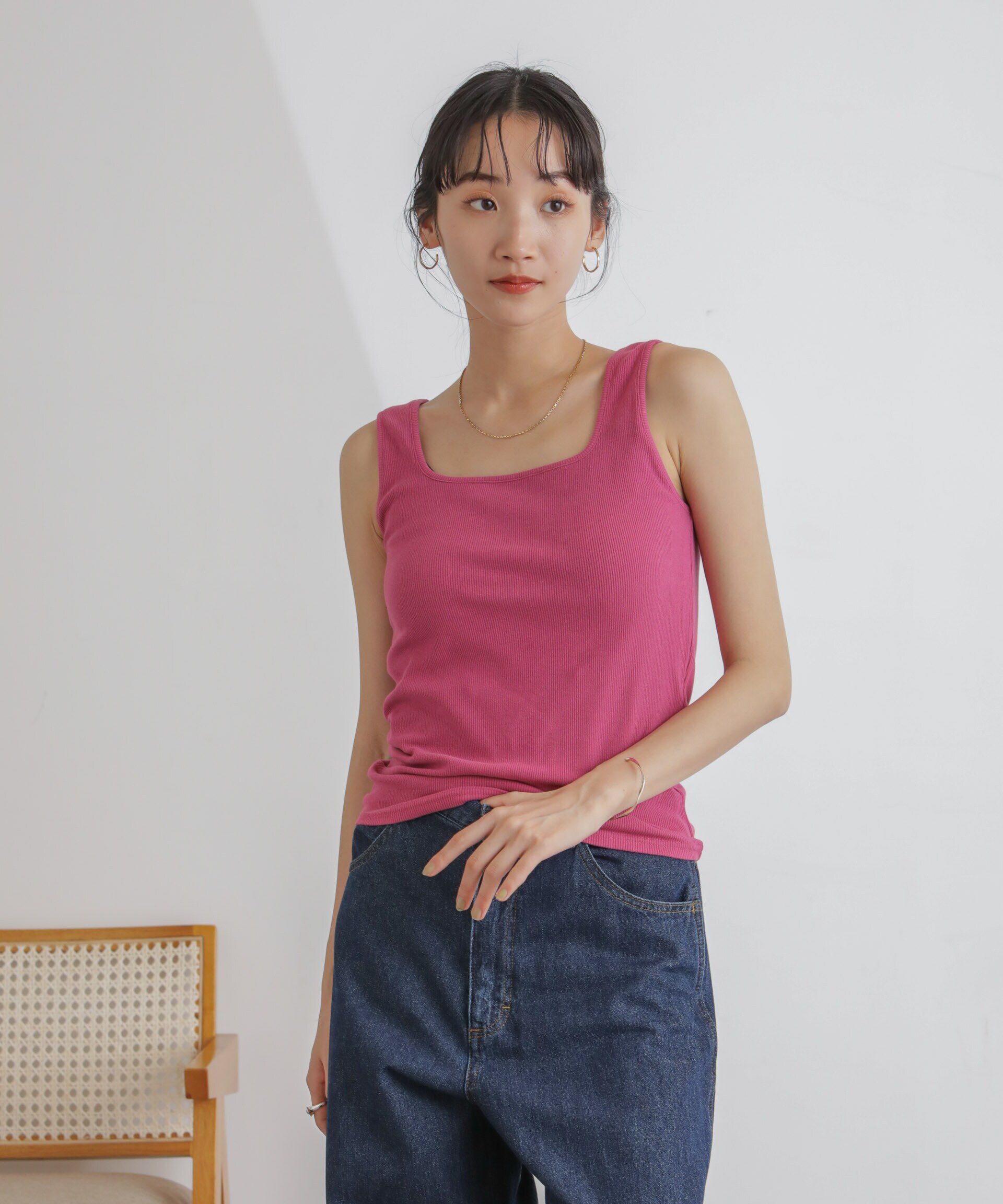 nano･universe「抗菌防臭リブスクエアタンク」|タンクトップ|