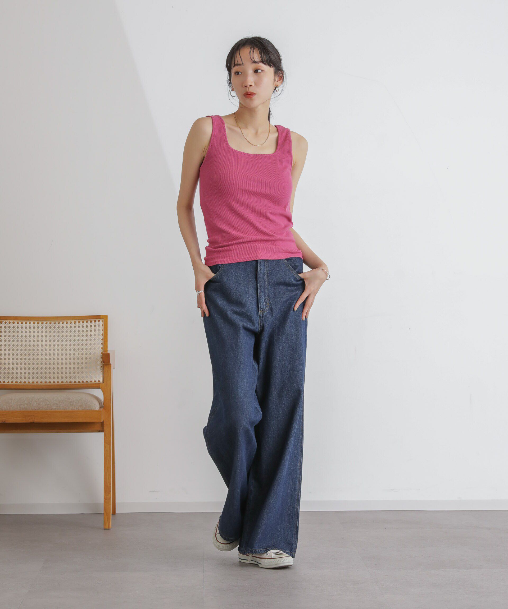 nano･universe「抗菌防臭リブスクエアタンク」|タンクトップ|