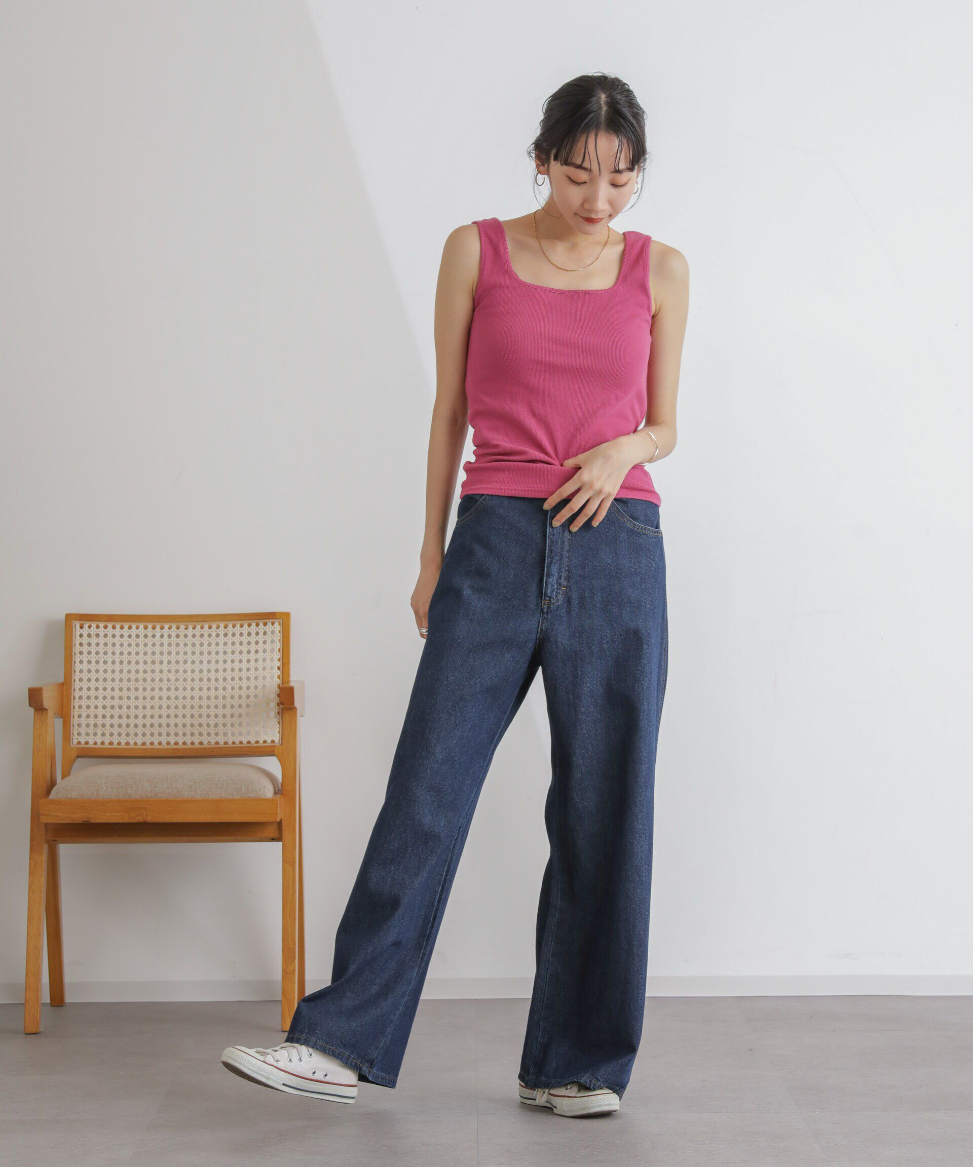 nano･universe「抗菌防臭リブスクエアタンク」|タンクトップ|