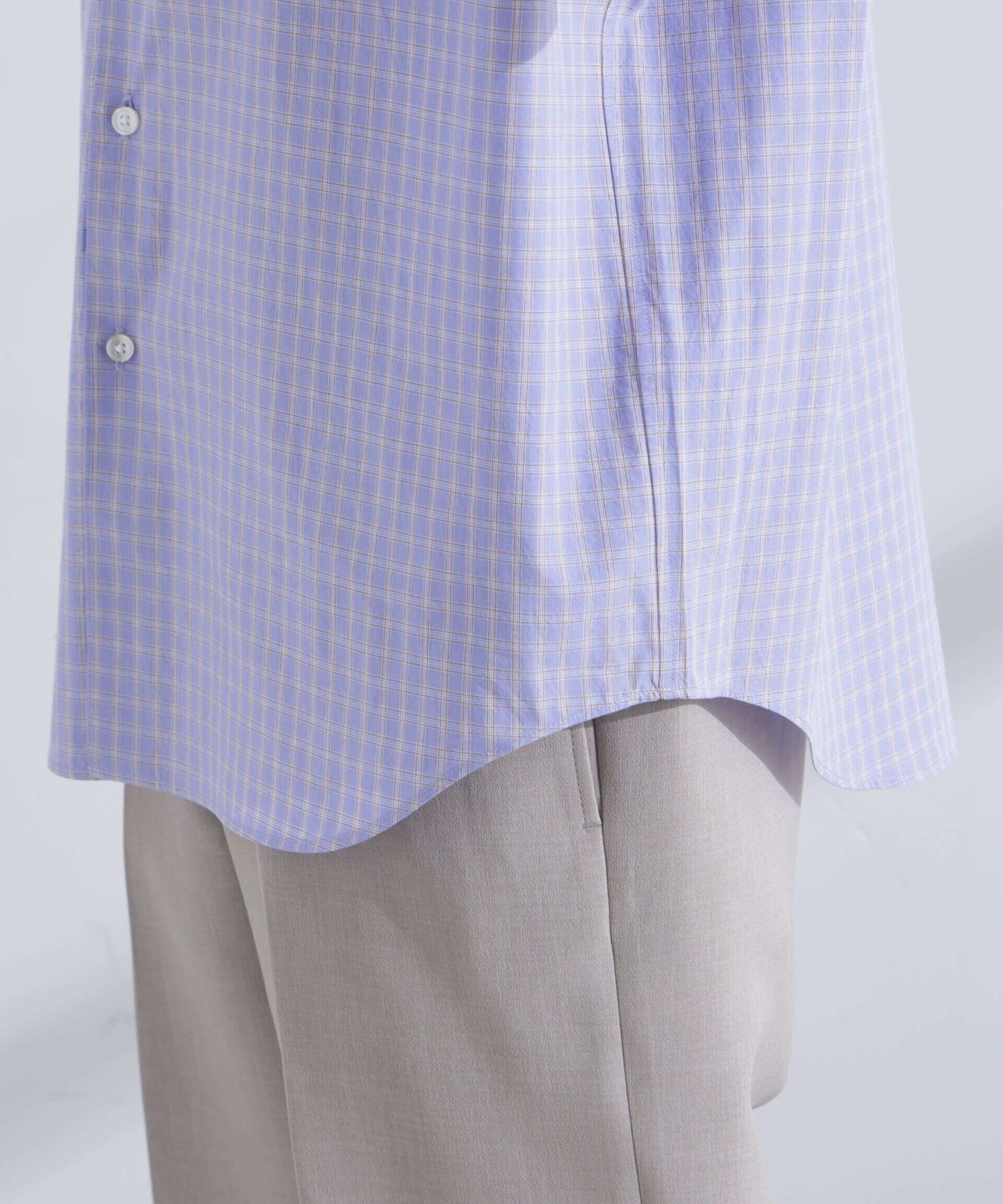  「タイプライターチェックステンカラーシャツ　長袖」|シャツ・ブラウス|